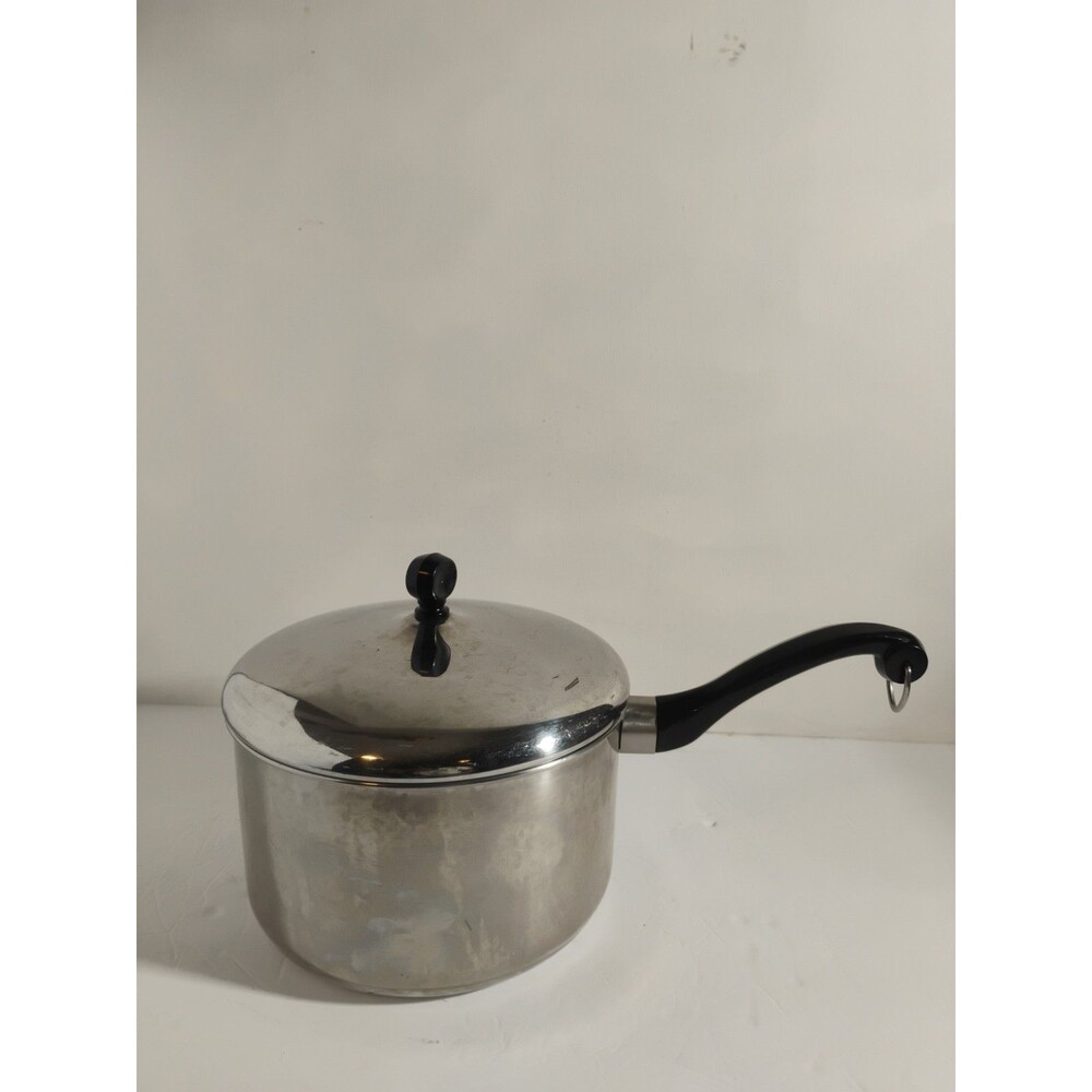 Vtg Farberware 4 Quart Stainless Steel Single Handle Saucepan Pot & Lid NYC-USA